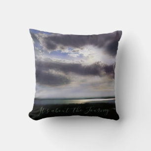 It’s about the journey, romantic sunset over water throw pillow