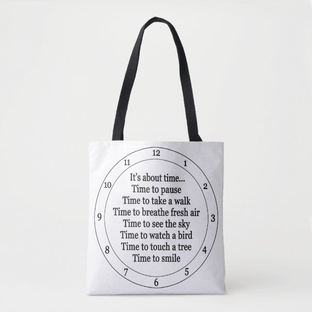 It’s about time clock nature exercise health-white tote bag (Front)