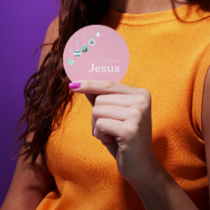  It’s All About Jesus – Pink Pastel Christmas Classic Round Sticker