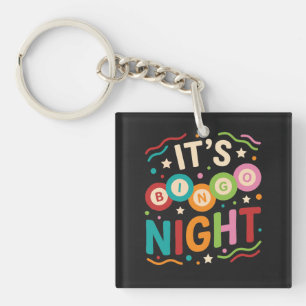 It’s Bingo Night Colorful Retro Bingo Player Party Keychain