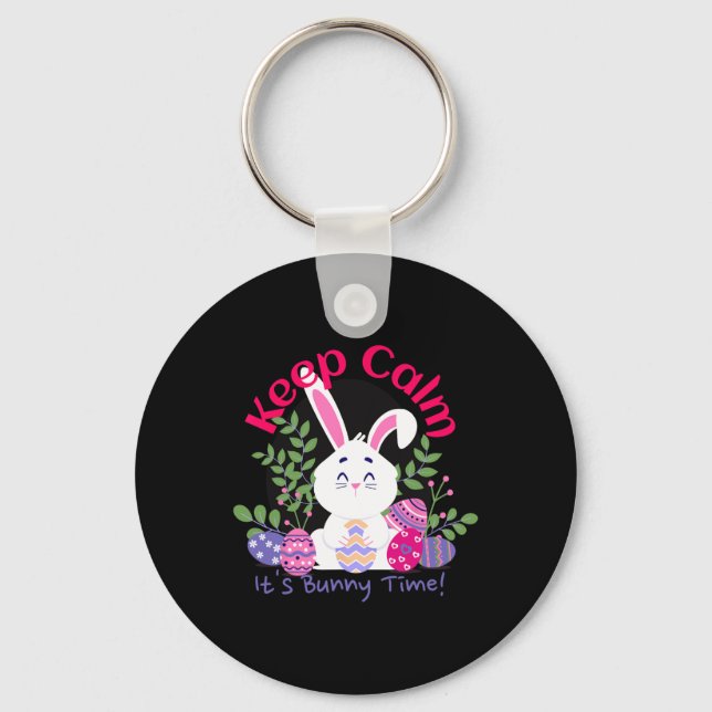 It’s Bunny Time Funny Easter Sunday Egg Hunting Gi Keychain (Front)