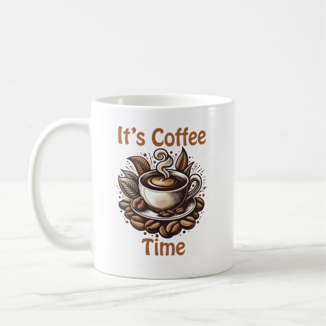 It’s Coffee Time – Cozy Coffee Beans Coffee Mug (Left)
