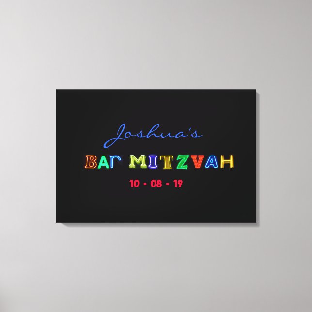 IT"S ELECTRIC Bar Mitzvah Memory Sign-In Board Canvas Print (Front)