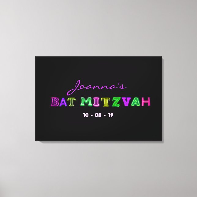 IT"S ELECTRIC Bar Mitzvah Memory Sign-In Board Canvas Print (Front)