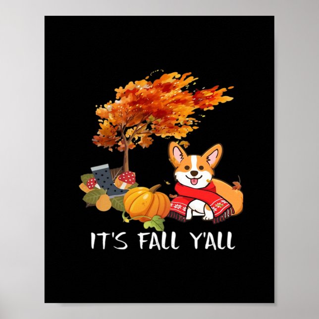 It’s Fall Y’all Autumn Cool Graphic Poster (Front)