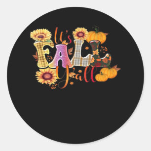 It’s Fall Y’all Autumn Design Minimal Clean Classic Round Sticker