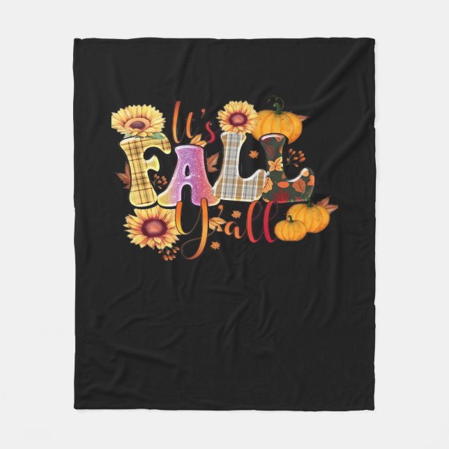 It’s Fall Y’all Autumn Design Minimal Clean Fleece Blanket (Front)