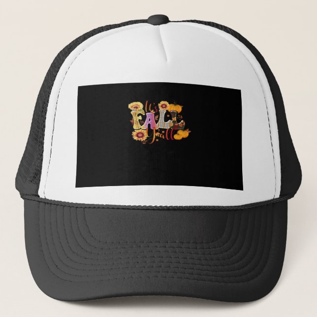 It’s Fall Y’all Autumn Design Minimal Clean Trucker Hat (Front)