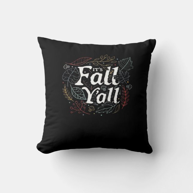 It’s Fall Y’all Autumn Design Retro Classic Throw Pillow (Front)