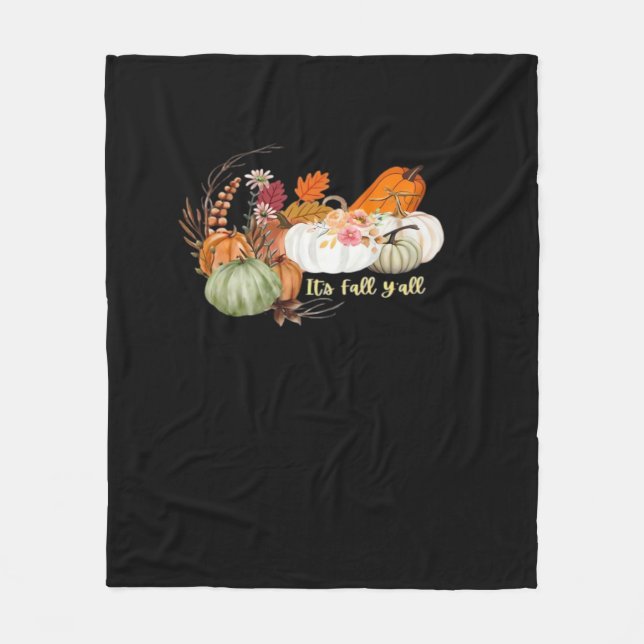 It’s Fall Y’all Autumn Halloween Design Fitted Fleece Blanket (Front)
