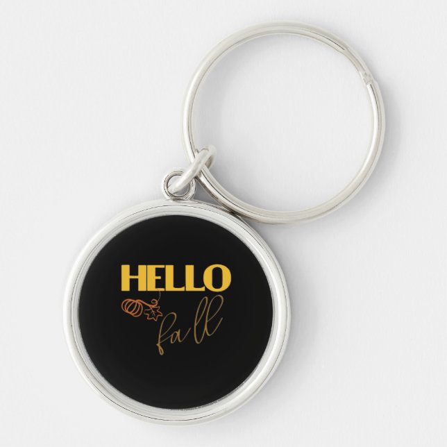 It’s Fall Y’all Autumn Leave Design Cute Pumpkin V Keychain (Front)