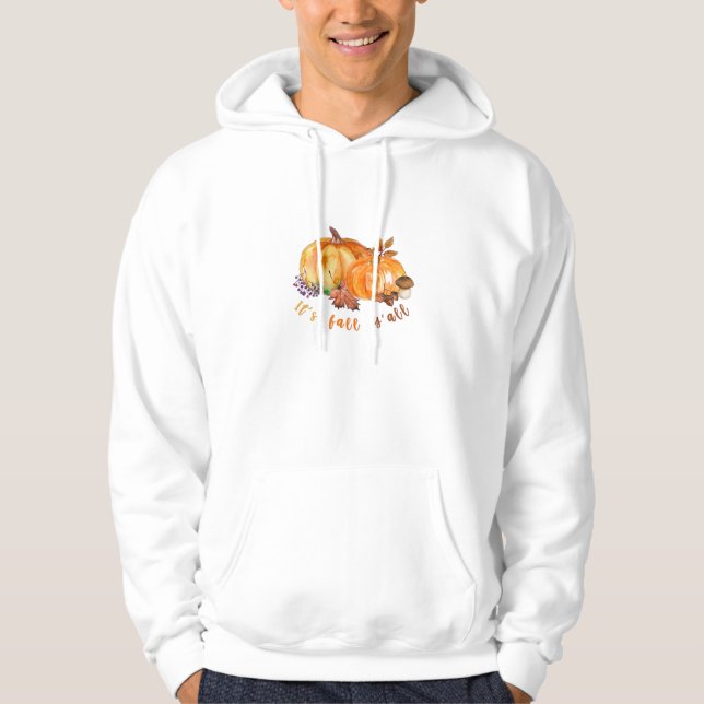 It’s Fall Y’all Autumn Leaves Pumpkin And Mushroom Hoodie (Front)