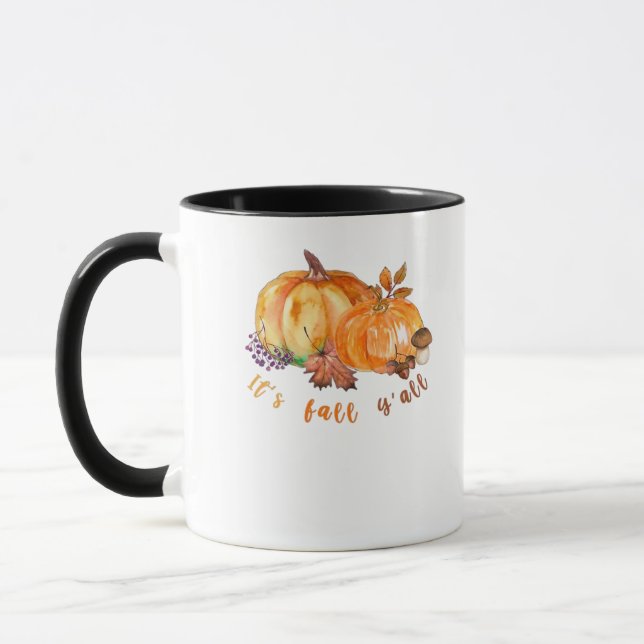 It’s Fall Y’all Autumn Leaves Pumpkin And Mushroom Mug (Left)