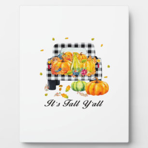 It’s Fall Y’all Autumn Pumpkin Plaid Plaque
