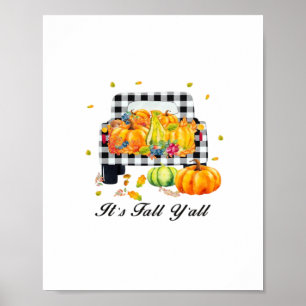 It’s Fall Y’all Autumn Pumpkin Plaid Poster