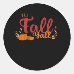 It’s Fall Y’all Autumn Pumpkins And Mushrooms Desi Classic Round Sticker