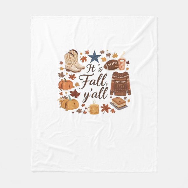 It’s Fall Y’all Basic Design Fleece Blanket (Front)