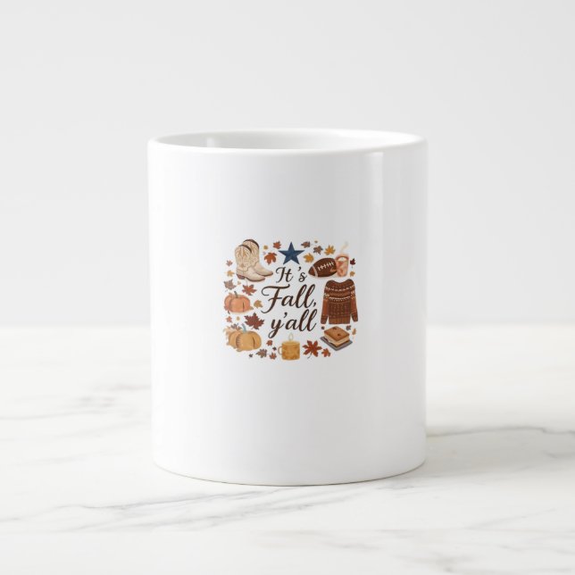 It’s Fall Y’all Basic Design Large Coffee Mug (Front)