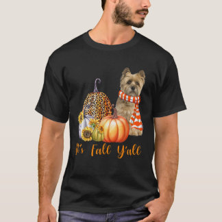 It s Fall Y all Cairn Terrier Dog Leopard Pumpkin T-Shirt