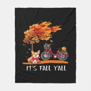 It’s Fall Y’all Cardigan Dog Autumn Design Funny G Fleece Blanket