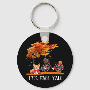 It’s Fall Y’all Cardigan Dog Autumn Funny Graphic Keychain