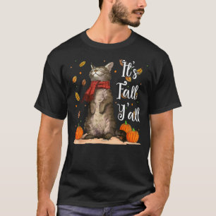 It’s Fall Y’all Cat - Cat Autumn Leaves Kitten Lov T-Shirt