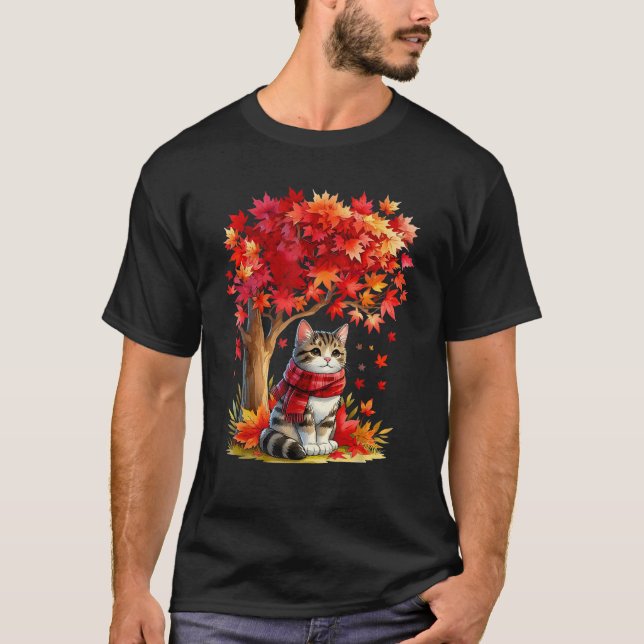 It s Fall Y all Cat Leaf Fall Tree Hello Autumn Th T-Shirt (Front)