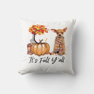 It’s Fall Y’all Chihuahua Dog Halloween Throw Pillow