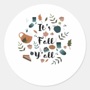 It’s Fall Y’all Classic Vintage Design Classic Round Sticker
