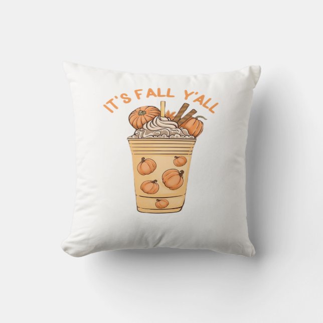 It’s Fall Y’all Cool Retro Throw Pillow (Front)