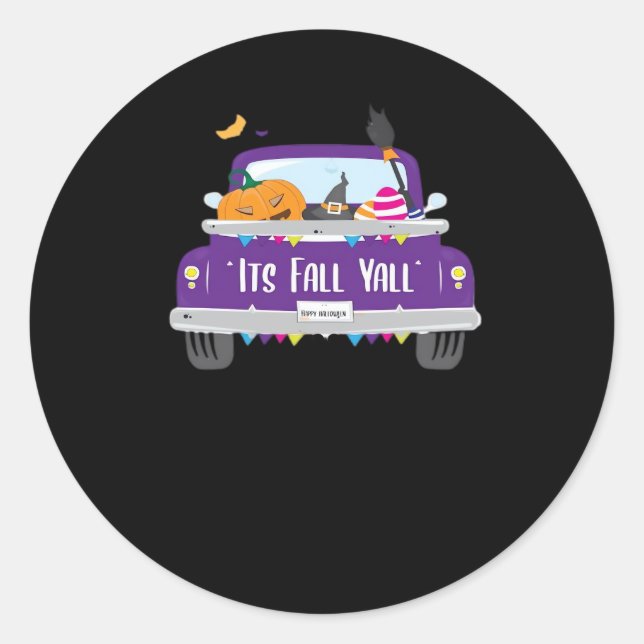 It’s Fall Y’all Cool Unique Classic Round Sticker (Front)