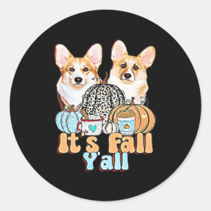 It’s Fall Y’all Corgis Unique Aesthetic Classic Round Sticker