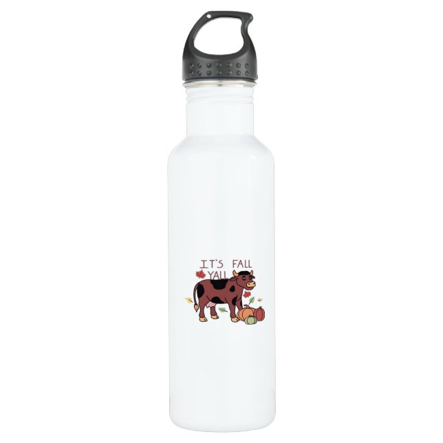 It’s Fall Y’all Cow Retro Style 710 Ml Water Bottle (Front)