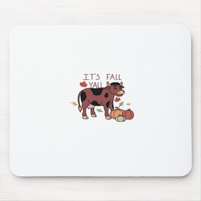 It’s Fall Y’all Cow Retro Style Mouse Pad (Front)