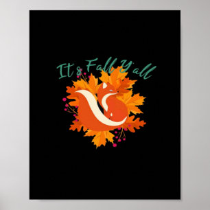 It’s Fall Y’all Cute Autumn Tree Fall Leaves Poster