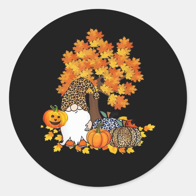It’s Fall Y’all Cute Gnomes Pumpkin Autumn Classic Round Sticker (Front)