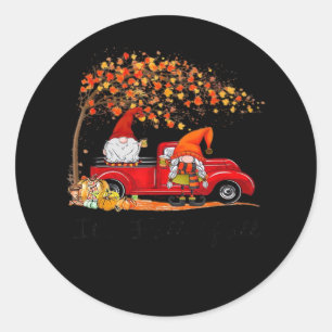 It’s Fall Y’all Cute Gnomes Tree Fall Leaves Classic Round Sticker