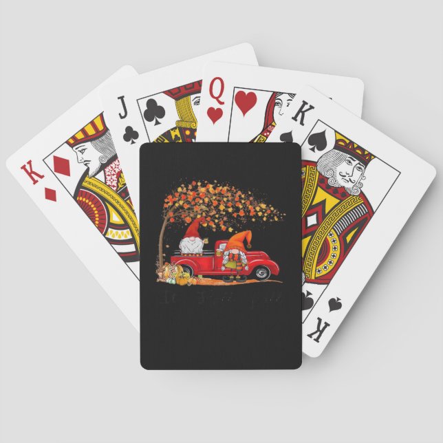 It’s Fall Y’all Cute Gnomes Tree Fall Leaves Playing Cards (Back)