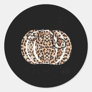 It’s Fall Y’all Cute Leopard Print Pumpkin Fashion Classic Round Sticker
