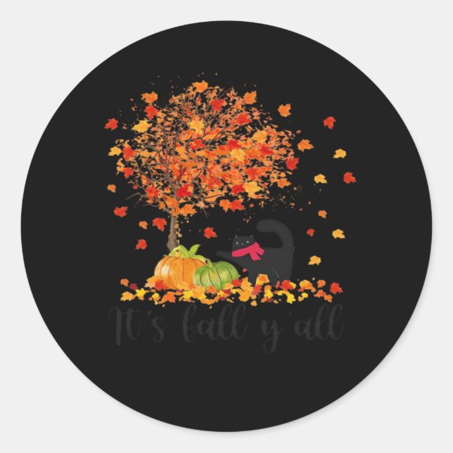 It’s Fall Y’all Cute Lovers Thanksgiving Classic Round Sticker (Front)