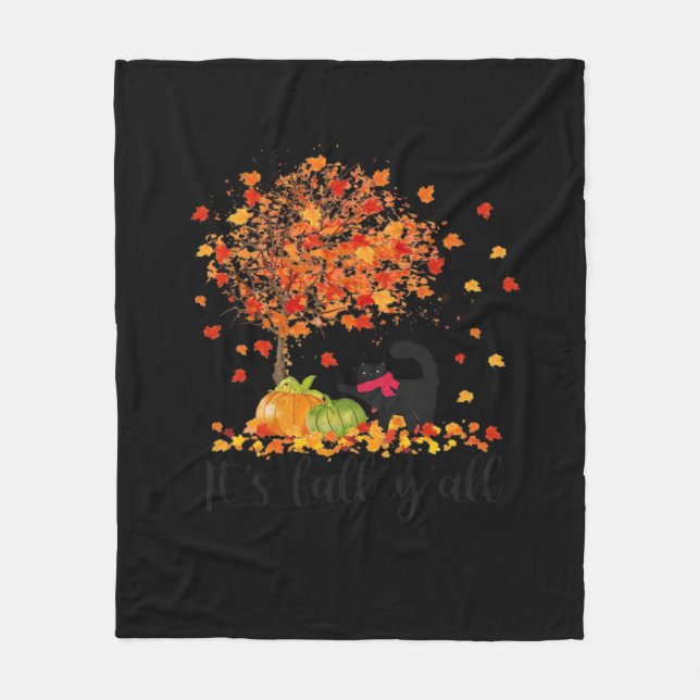 It’s Fall Y’all Cute Lovers Thanksgiving Fleece Blanket (Front)