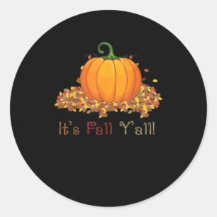 It’s Fall Y’all Cute Pumpkin Autumn Tree Fall Leav Classic Round Sticker