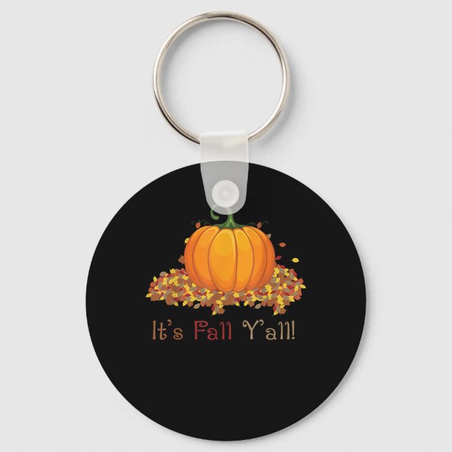 It’s Fall Y’all Cute Pumpkin Autumn Tree Fall Leav Keychain (Front)