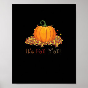 It’s Fall Y’all Cute Pumpkin Autumn Tree Fall Leav Poster