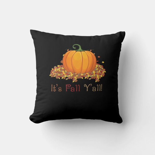 It’s Fall Y’all Cute Pumpkin Autumn Tree Fall Leav Throw Pillow (Front)