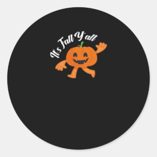 It’s Fall Y’all Cute Pumpkin Illustration Classic Round Sticker