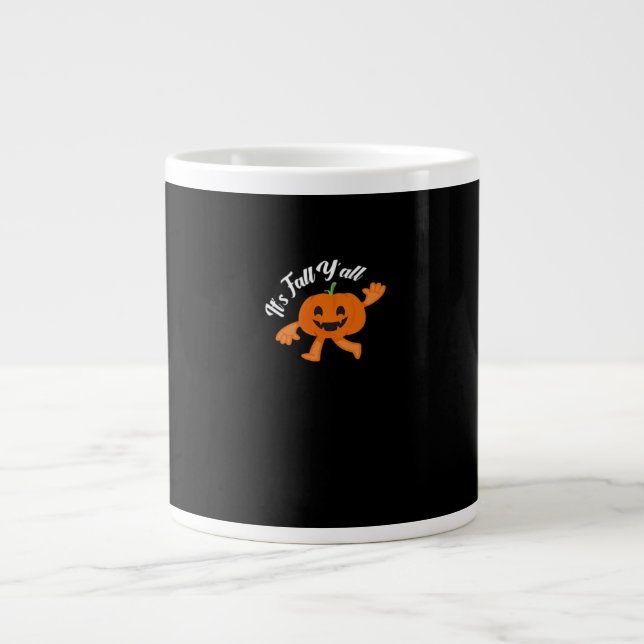 It’s Fall Y’all Cute Pumpkin Illustration Large Coffee Mug (Front)