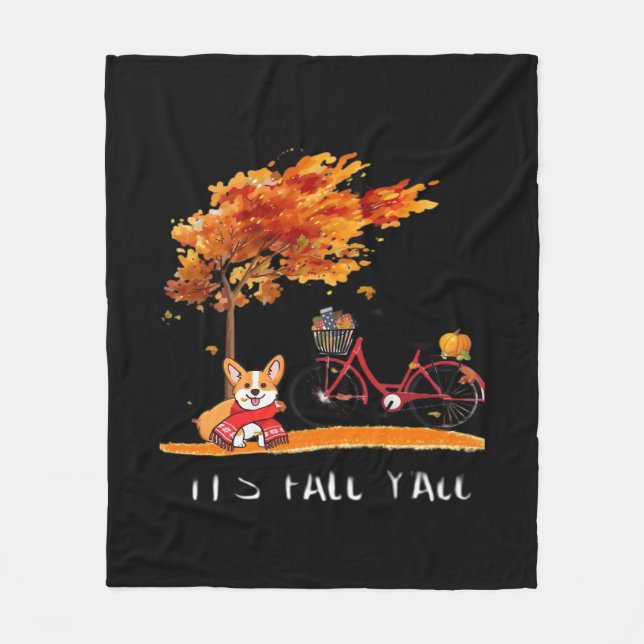 It’s Fall Y’all Dachshund Autumn Costume Fleece Blanket (Front)