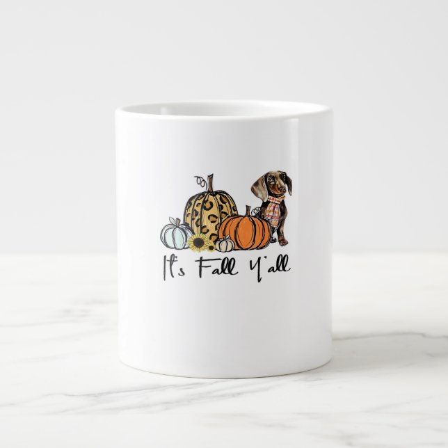It’s Fall Y’all Dachshund Funny Casual Large Coffee Mug (Front)