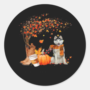 It’s Fall Y’all Dog Autumn Aesthetic Style Classic Round Sticker